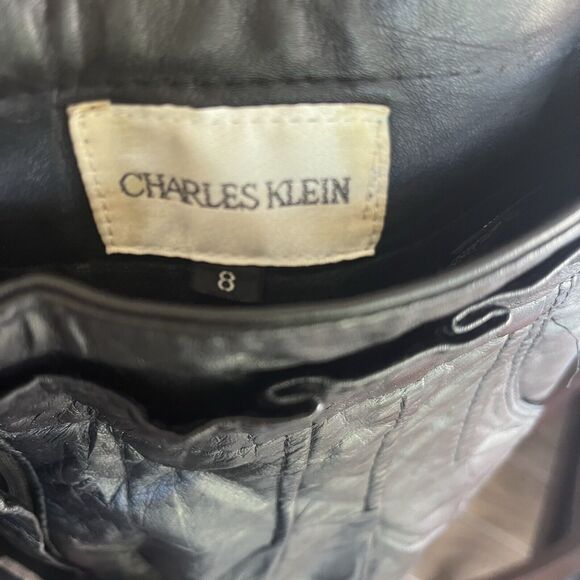 Charles Klein vintage soft leather black high wasit pants size 8 - Picture 3 of 4